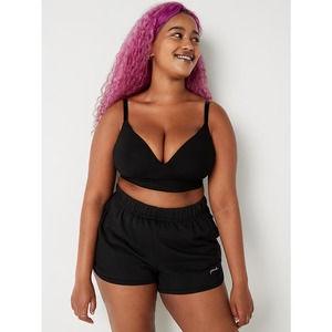 PINK Victoria's Secret Womens Loungin' Push Up Bralette Wireless Black Size XL